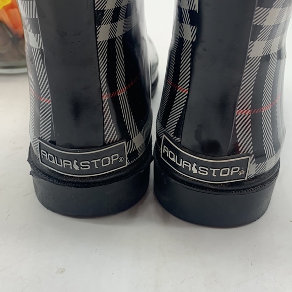 Aqua Stop Nancy Black Red White Plain Rain Boots Size 9 WRB4281G - Picture 3 of 11